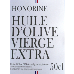 Etiquette Huile d'Olive BIO Honorine - Vierge Extra 50 cl